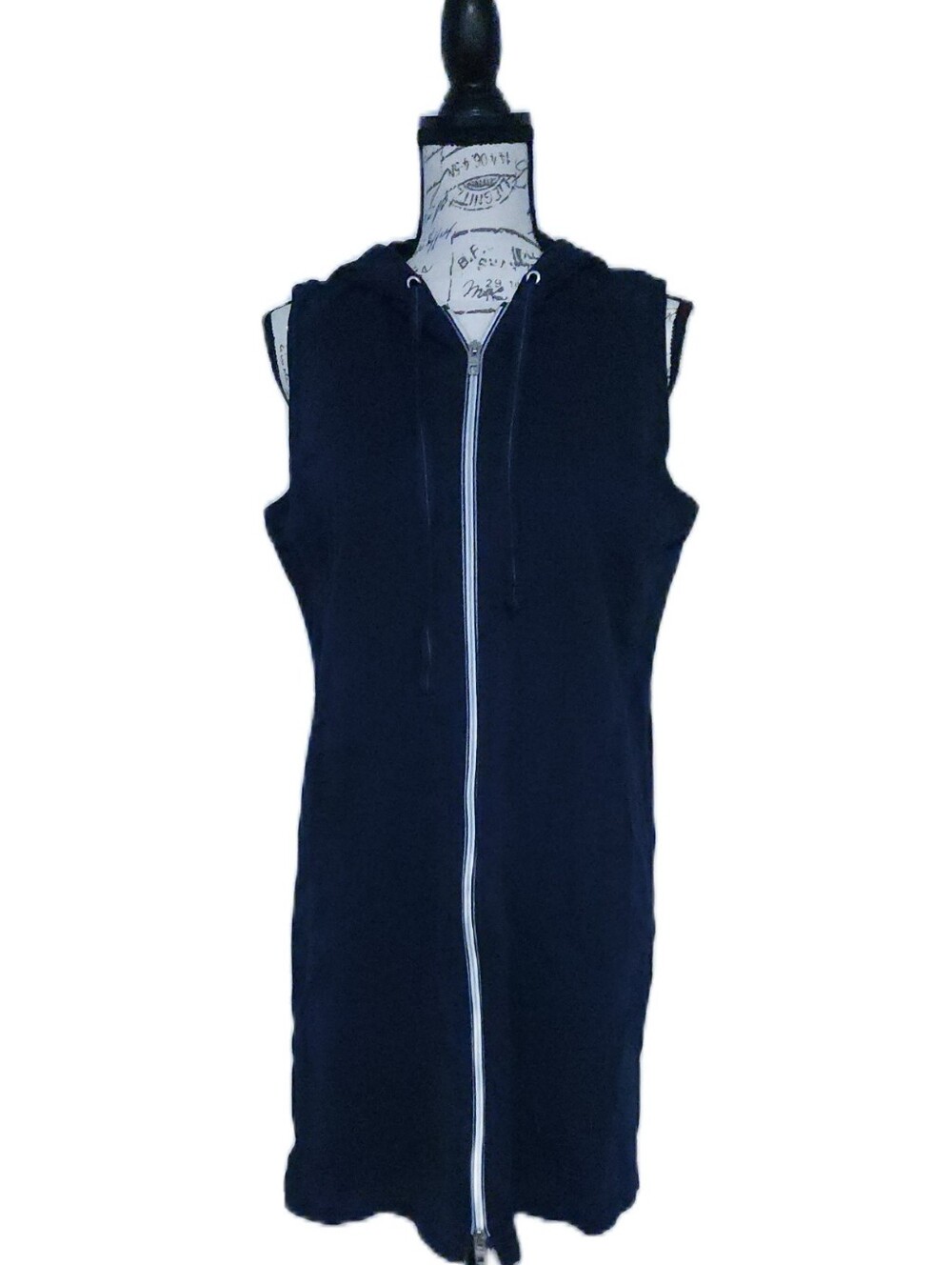 Nautica Swim Coverup in Navy With Double Zipper And Hood GUC Size large